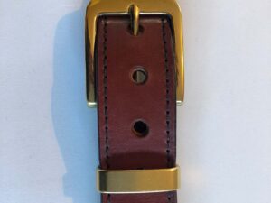 Chestnut leather belt, machine stitched